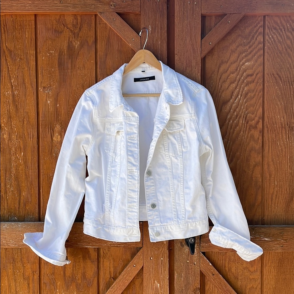 J Brand White Denim Jean Jacket Timeless Style